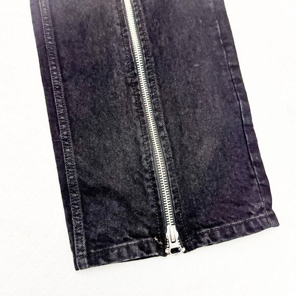 Zara High Waisted Zipper Detail Black Denim Jeans Silver Zipper Size 6 MINT - Picture 6 of 9